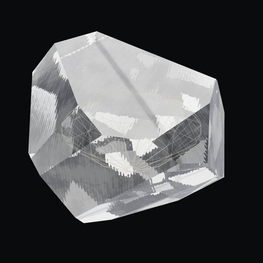 Illustrative cutting plan contained within the same rough diamond